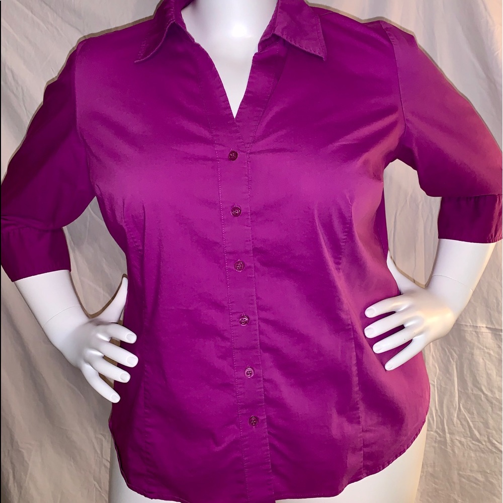 Worthington purple button down blouse 2X